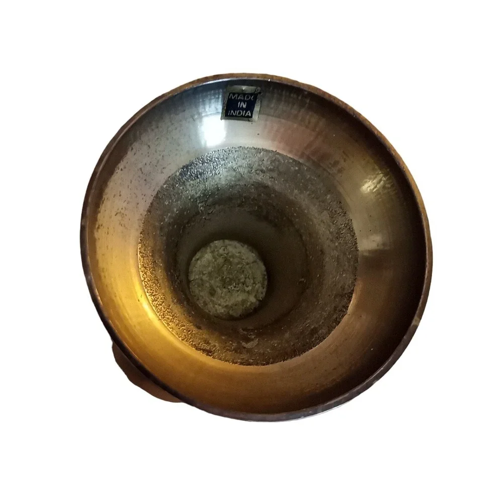 Brass Bud Vase Heavy Metal Vintage Made in India 10
